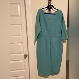 Boden Women's Plus Size 16L Teal Blue Ribbed Sheath Dress